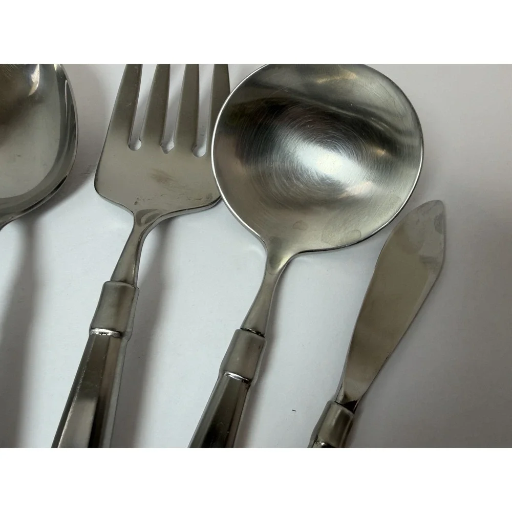 Oneida Heirloom Cube ACT II 2 Satin Stainless 7 Piece Hostess‎ Serving Set